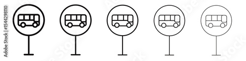 Bus sign icon black and white vector sign