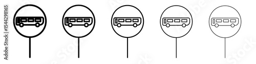 Bus sign icon black and white vector sign