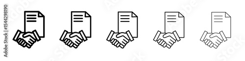 Business agreement handshake icon black and white vector sign