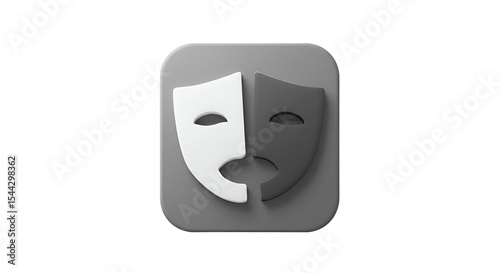 3D Icon Comedy Tragedy Masks