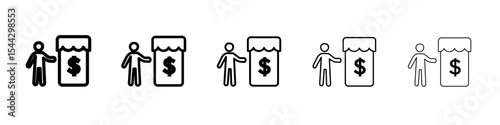 Buyer, shopper icon black and white vector sign