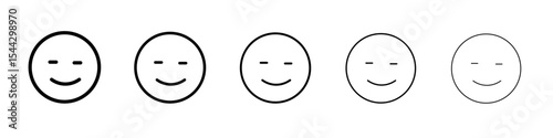 Calm Emoji icon black and white vector sign