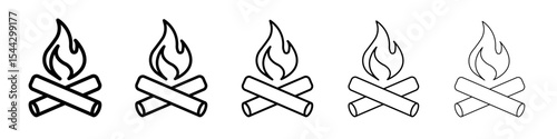 Campfire icon black and white vector sign