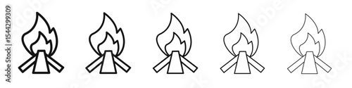 Campfire icon black and white vector sign