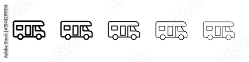 camping car icon black and white vector sign