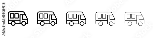 camping car icon black and white vector sign