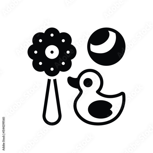 Black solid icon for toys