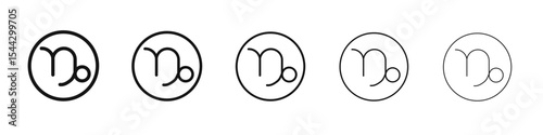 Capricorn zodiac sign icon black and white vector sign