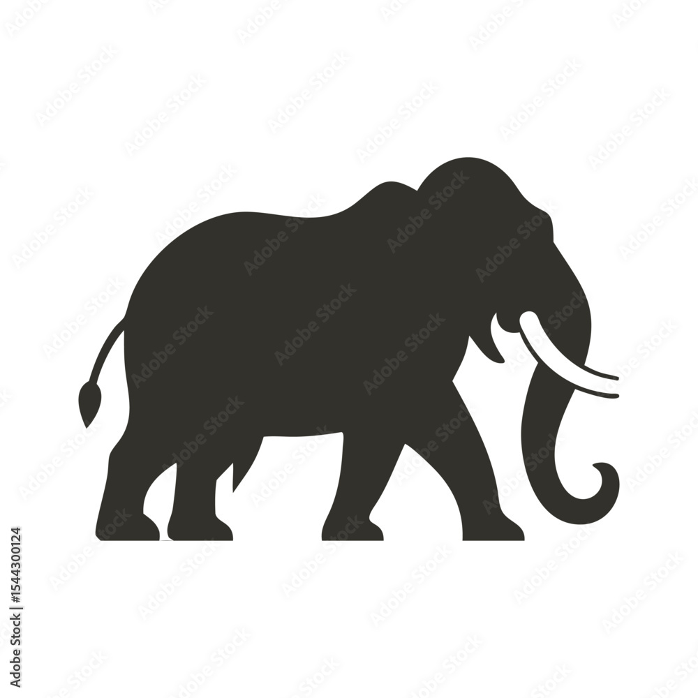 Fototapeta premium Minimalist Mammoth Silhouette – Prehistoric Extinct Wildlife in Black and White