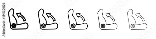 Car seat adjustment icon black and white vector sign