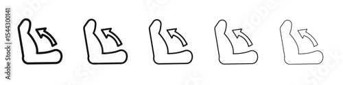 Car seat adjustment icon black and white vector sign