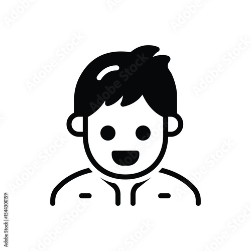 Black solid icon for boy;
