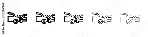 car side crash icon black and white vector sign