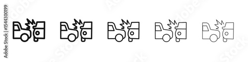 car side crash icon black and white vector sign