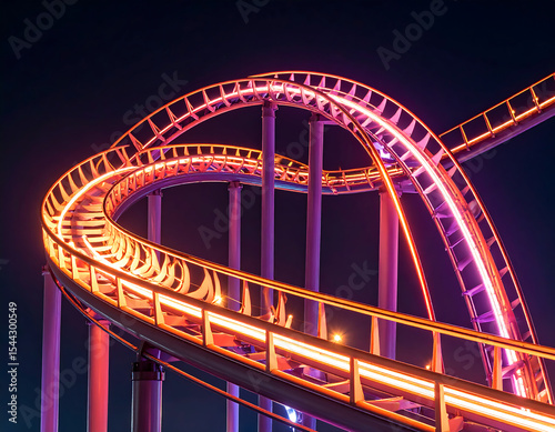 Abstract Neon Roller Coaster Design with Pink and Orange Wires
