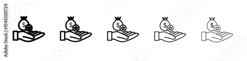 Cash bonus icon black and white vector sign