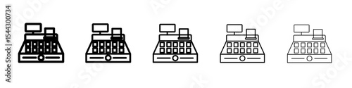 Cash register icon black and white vector sign