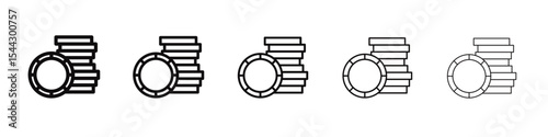 Casino chips icon black and white vector sign