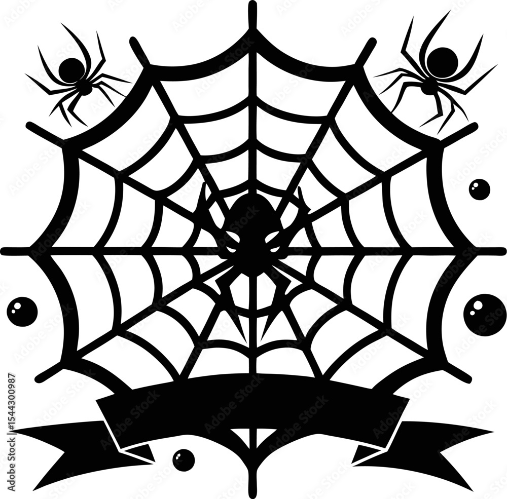 Obraz premium Cobweb banner spiderweb halloween Silhouette Vector
