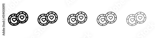 Casino chips icon black and white vector sign