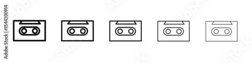 Cassette tape icon black and white vector sign
