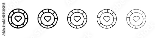 Casino chips icon black and white vector sign