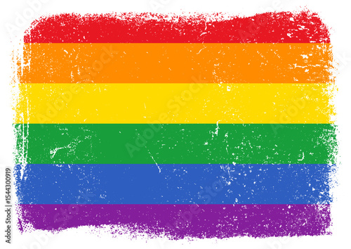 Distressed rainbow pride flag with a grunge texture, symbolizing LGBTQ plus rights, diversity, and community