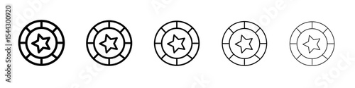 Casino chips icon black and white vector sign