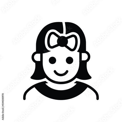 Black solid icon for girl