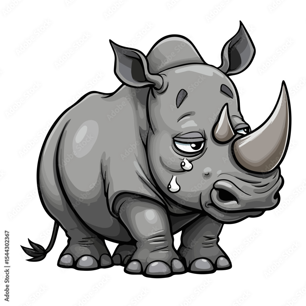 Fototapeta premium Hand drawn cartoon rhinos vector illustration