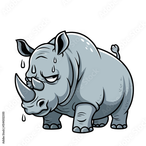 Hand drawn cartoon rhinos vector illustration