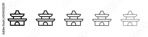 Chinese temple icon black and white vector sign
