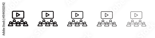 cinema audience icon black and white vector sign