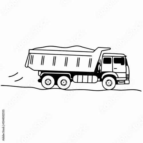 A robust dumper truck confidently navigates a construction site, poised for work. Illustrating the power of engineering. generative AI