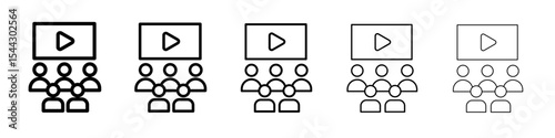 cinema audience icon black and white vector sign
