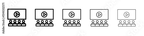 cinema audience icon black and white vector sign