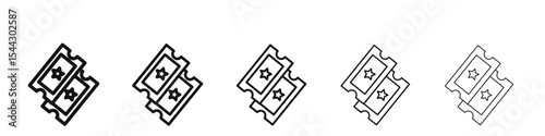Cinema ticket icon black and white vector sign