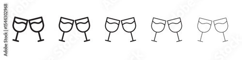 Clinking glasses icon black and white vector sign