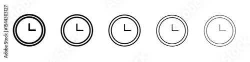 Clock icon black and white vector sign