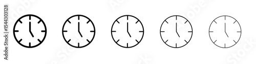 Clock icon black and white vector sign
