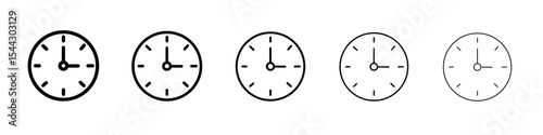 Clock icon black and white vector sign