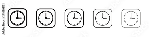 Clock icon black and white vector sign