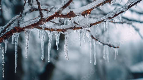 Wallpaper Mural Icicles hanging from frozen tree branches during sudden autumn cold snap Torontodigital.ca