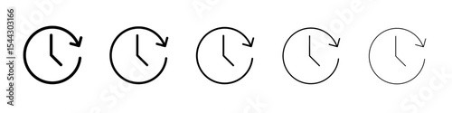 Clock time icon black and white vector sign