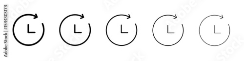 Clock time icon black and white vector sign