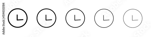 Clock icon black and white vector sign