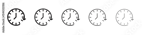 Clock time icon black and white vector sign