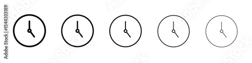 Clock time icon black and white vector sign