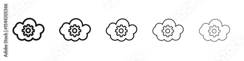Cloud Data settings icon black and white vector sign