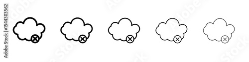 cloud sync disable icon black and white vector sign